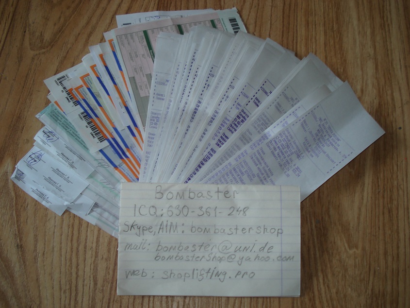 Shipping receipts 2011-2012